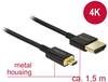 Delock HDMI kabel Zástrčka HDMI-A, Zástrčka HDMI Micro-D 1.50 m černá 84782 4K UHD, pozlacené kontakty HDMI kabel