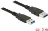 Delock USB kabel USB 3.2 Gen1 USB-A zástrčka, USB-A zástrčka 3.00 m černá pozlacené kontakty 85063