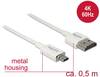 Delock HDMI kabel Zástrčka HDMI-A, Zástrčka HDMI Micro-D 0.50 m bílá 85148 4K UHD, pozlacené kontakty HDMI kabel