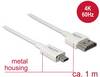 Delock HDMI kabel Zástrčka HDMI-A, Zástrčka HDMI Micro-D 1.00 m bílá 85149 4K UHD, pozlacené kontakty HDMI kabel