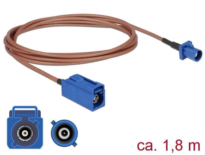 Delock pro Wi-Fi antény kabel [1x Fakra zásuvka - 1x Fakra zástrčka] 1.80 m vícebarevná