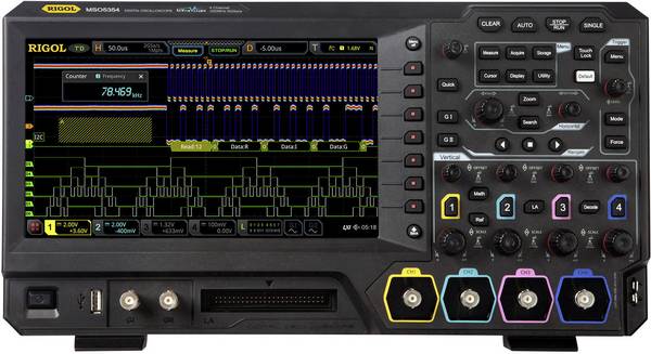 Rigol MSO5354 digitální osciloskop Kalibrováno dle (DAkkS), 350 MHz, 8 GSa/s, 100 Mpts, 8 Bit, 1 ks, MSO5354