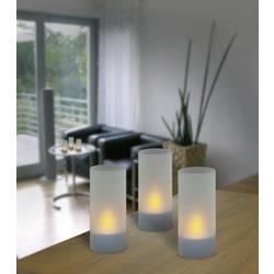 LED LED čajová svíčka sada 3 ks IOIO 98694, mléčné sklo, stříbrná