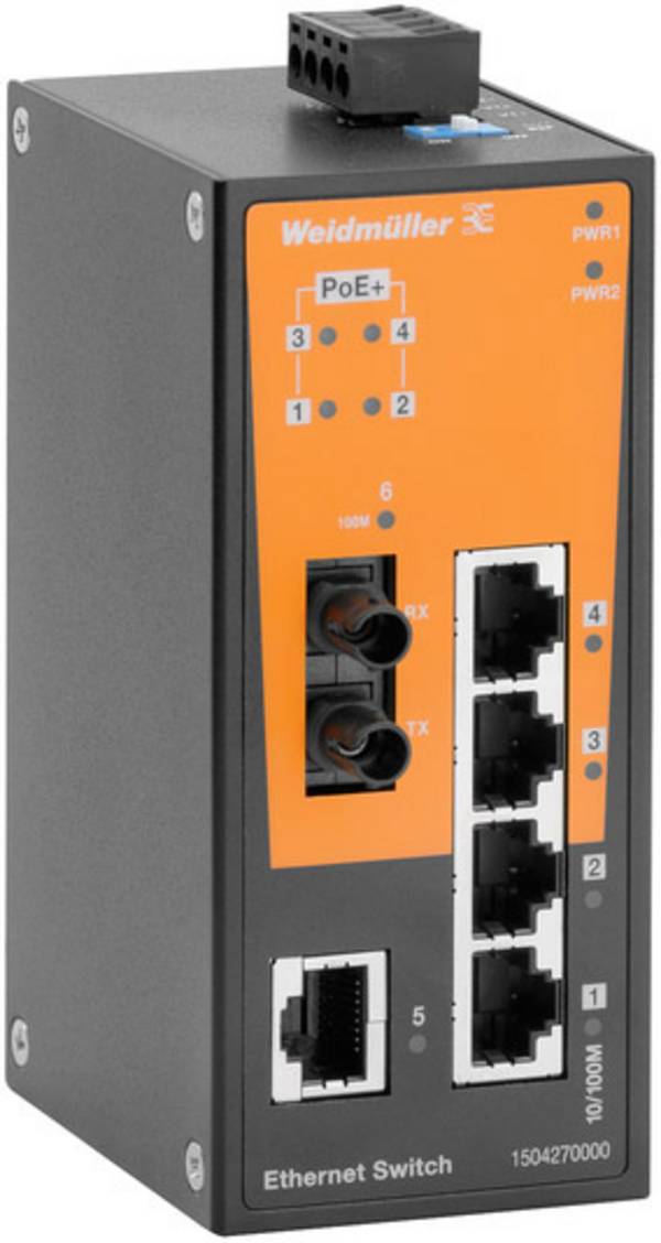 Weidmüller IE-SW-BL06T-1TX-4POE-1ST průmyslový ethernetový switch  10 / 100 MBit/s funkce PoE