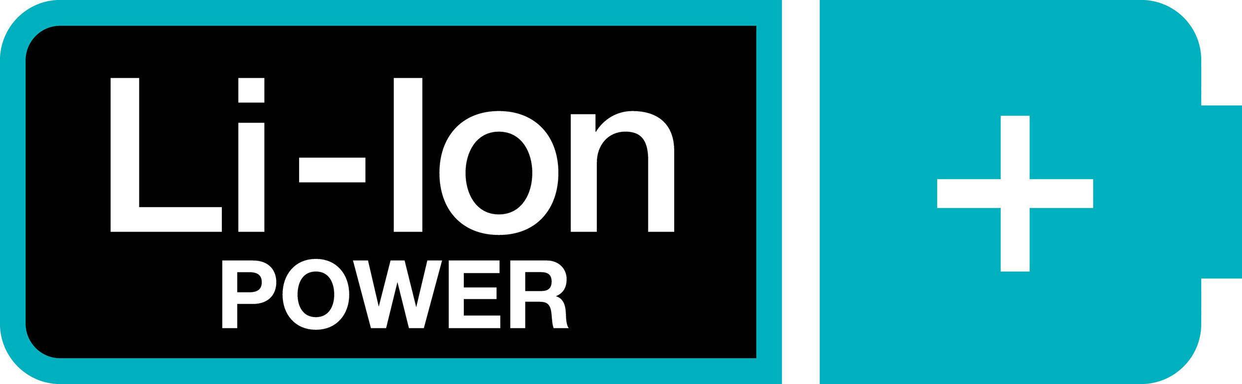 Logo 'Li-Ion Power' s bateriovým symbolem vpravo.