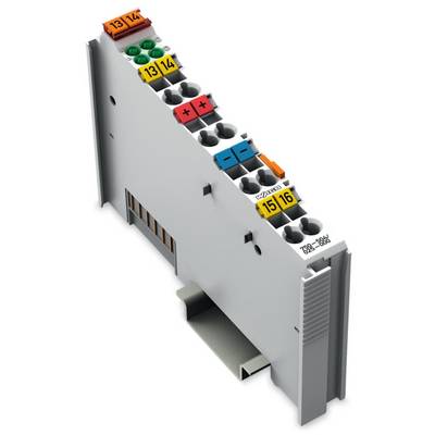 Šedý elektrický modul s několika barevně označenými konektory nahoře, číslovanými 13-16, pro průmyslové aplikace.