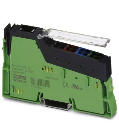 Zelený elektronický modul s černými a průhlednými prvky, včetně konektorů a kontrolních značek na přední straně.