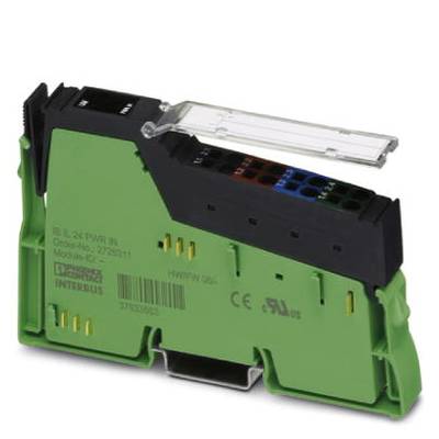 Zelený elektronický modul s černými a průhlednými prvky, včetně konektorů a kontrolních značek na přední straně.