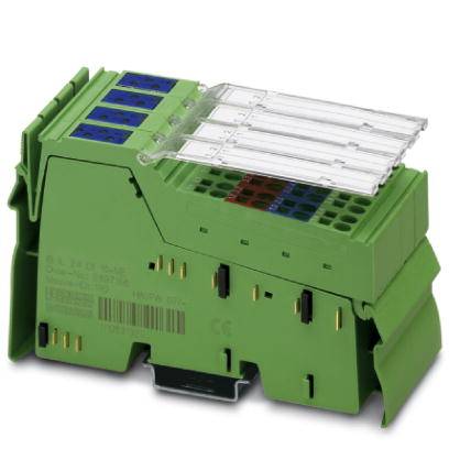 Zelený elektronický modul s několika konektory a průhlednými kryty, vhodný pro průmyslové aplikace.