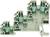Šedý, vícepatrový elektrický svorkovnicový blok se šroubovými spoji, používaný pro propojování elektrických vodičů v rozvodných skříních.
