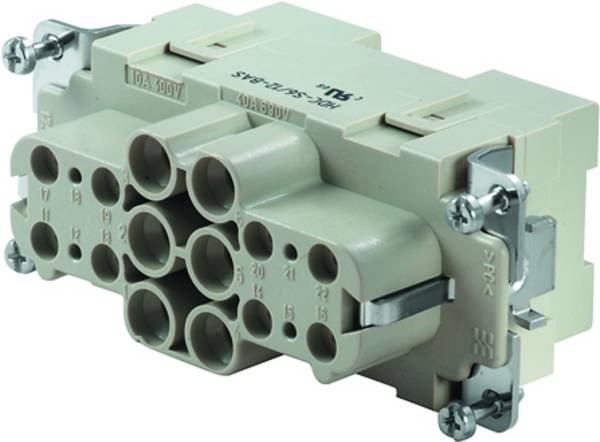 HDC insert, Female, 630 V, 48 A, No. of poles: 18, Axial screw connection, Screw connection, Size: 6