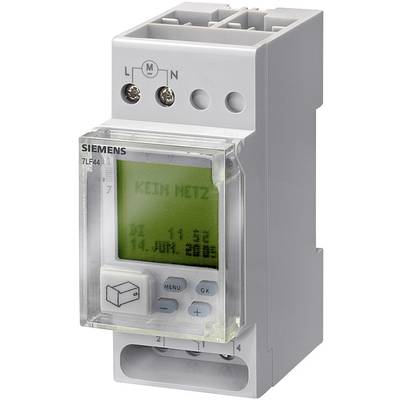 Elektronické Siemens časové relé s displejem pro řízení spínacích procesů, zelený displej zobrazuje datum a čas.