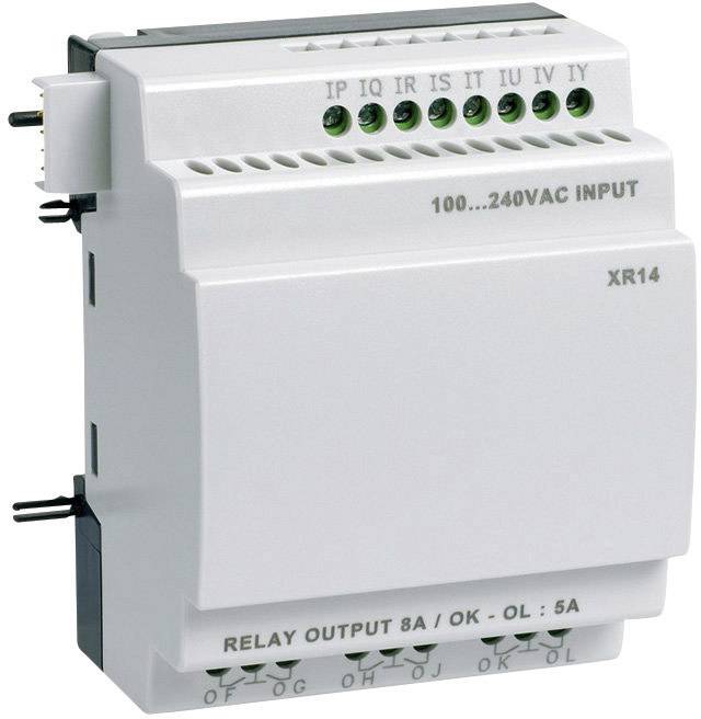 Elektronické relé XR14 se vstupem 100-240V AC a výstupem 8A, používané pro řízení elektrických obvodů.