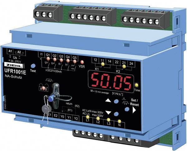 Ziehl UFR1001E S222296.CO napěťové a frekvenční relé Počet reléových výstupů: 2 Počet digitálních vstupů: 1