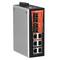 Průmyslový ethernetový switch s několika síťovými porty pro datovou komunikaci v náročných prostředích.