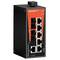 Průmyslový ethernetový switch od společnosti Weidmüller s několika RJ-45 porty pro distribuci dat v sítích.