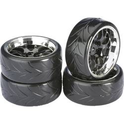 Kompletné kolesá Drifter A Absima 2510040 pre cestný model, 61 mm, 1:10, 4 ks, čierny chróm