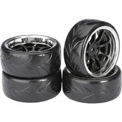 Kompletné kolesá Drifter A Absima 2510044 pre cestný model, 61 mm, 1:10, 4 ks, čierny chróm