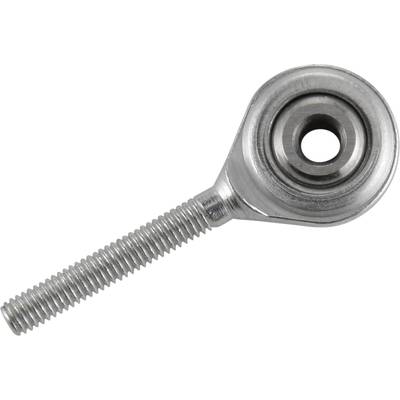 Kovový kulový kloub s dlouhým závitem, vhodný pro mechanické spoje a přenos pohybu.