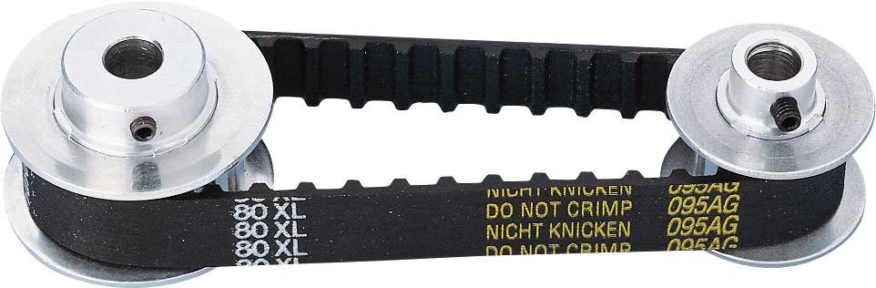 "Dva kovové kotouče spojené černým řemenem s nápisem „NEOHÝBAT DO NOT CRIMP 095AG"."
