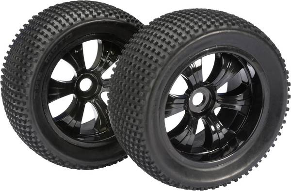 Absima 1:8 Truggy kompletní kola Dirty 6paprskový černá 2 ks