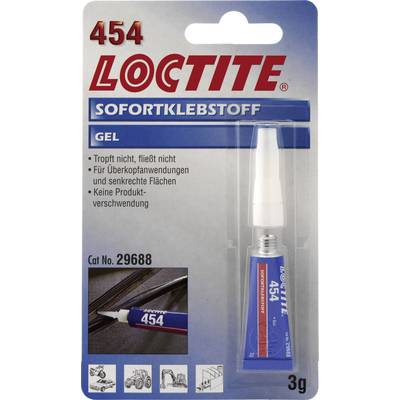 Loctite 454 Okamžitý lepicí gel, 3g tuba v obalu. Vlastnosti: kape nepřetéká, neteče, vhodný pro svislé a zavěšené aplikace.