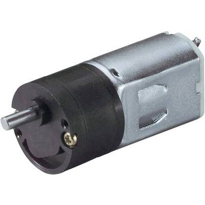 Malý elektromotor s kovovým pouzdrem a rotační hřídelí, vhodný pro mechanické aplikace nebo modelářství.