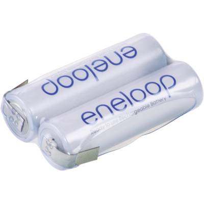 Dva akumulátory eneloop ležící vedle sebe, s viditelným nápisem značky.