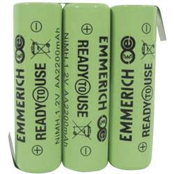 Akupack - sada nabíjacích batérií Ni-MH 3 mignon (AA) spájkovacia špička v tvare Z Emmerich ReadyToUse 3AA-ZLF 255066, 2200 mAh, 3.6 V