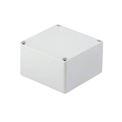 Bílý čtvercový plastový box s odnímatelným víkem a zaoblenými rohy, vhodný pro elektronické komponenty nebo kabelové spoje.