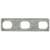 Obdélníkový kovový díl se třemi pravidelně rozmístěnými oválnými otvory.