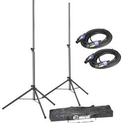 Sada stojanů na reproduktory včetně kabelů, 122 - 185 cm, nosnost 25 kg
