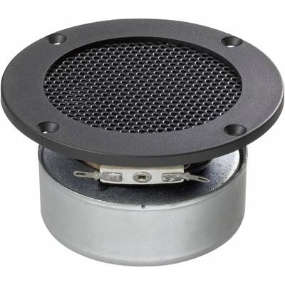 Kulatý reproduktor s černou mřížkou a kovovým tělem, vhodný pro audio aplikace v elektronických zařízeních.