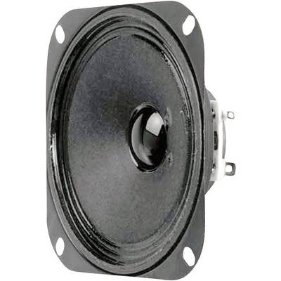 Černý reproduktor s oválným tvarem a kovovým rámem, vhodný pro audio a hi-fi aplikace.