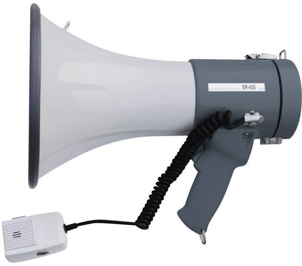 SpeaKa Professional ER-66S megafon s ručním mikrofonem, s popruhem, integrované zvuky