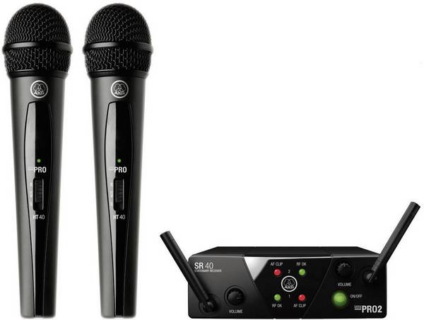 ruční sada bezdrátového mikrofonu AKG WMS40MiniDual Druh přenosu:bezdrátový spínač, kovový kryt, vč. ochrany proti větru