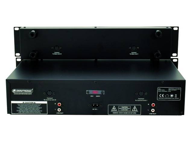 USB přehrávač a nahrávací zařízení pro 19palcovou rack montáž, s viditelným připojením a ovládacími prvky. Display zobrazuje 'USB'.
