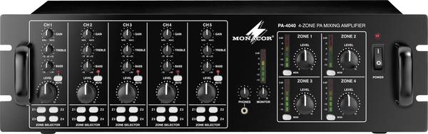 Monacor PA-4040 ELA zesilovač 40 W 4kanálový 4zónový