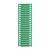 Zelená, podlouhlá plastová deska s pravoúhlými otvory, pravidelně rozmístěnými v řadě, na bílém pozadí.