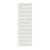 Bílý vertikální žebříkový radiátor s několika horizontálními příčkami, vhodný pro sušení nebo ohřívání ručníků.