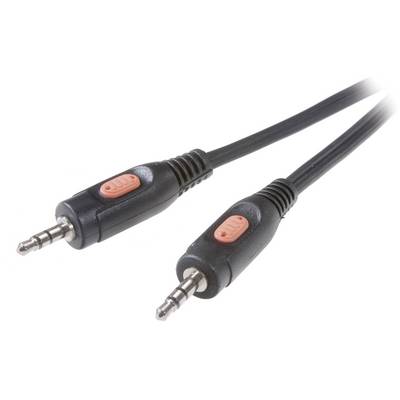 Dva černé audokabely s 3,5mm jack konektory a červenými značkami na koncích.