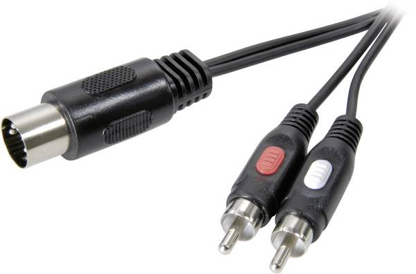 SpeaKa Professional SP-7870640 konektor DIN / cinch audio kabel [1x diodová zástrčka 5pólová (DIN) - 2x cinch zástrčka] 1.50 m černá