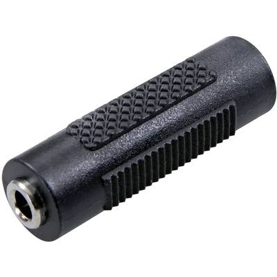 Černý 3,5mm audio adaptér jack se strukturovaným povrchem pro lepší uchopení. Vhodný pro propojení audio zařízení.
