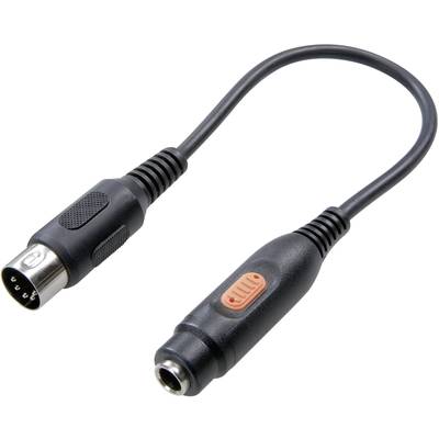 Černý adaptérový kabel s 5-pinovým DIN konektorem na levé straně a 3,5mm audio zdířkou na straně pravé.