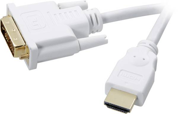 SpeaKa Professional DVI / HDMI kabelový adaptér DVI-D 18 + 1 pól Zástrčka, Zástrčka HDMI-A 2.00 m bílá SP-7870336 pozlacené kontakty DVI kabel