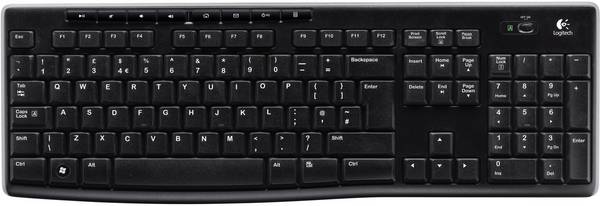 Logitech K270 Wireless Keyboard bezdrátový klávesnice německá, QWERTZ černá odolné proti stříkající vodě