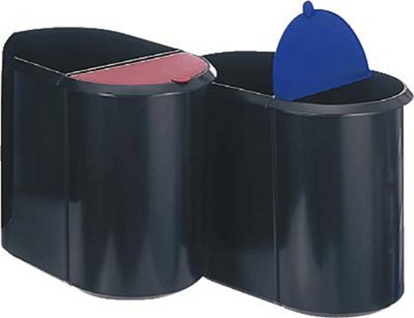 Helit helit Duo System - Papierkorb - 29 L - Mülltrennung H6103993  odpadkový koš 29 l  plast černá, modrá 1 ks