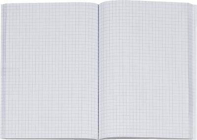 Otevřený kostkovaný notes s pravidelně rozloženými čtverečky, vhodný pro matematické výpočty nebo náčrty.