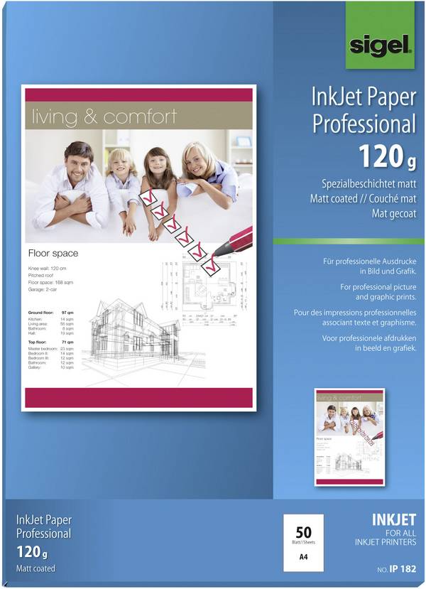 Sigel Inkjet Paper Professional IP182  papír do inkoustové tiskárny A4 120 g/m² 50 listů vysoce bílá