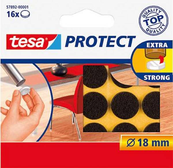 tesa plstěné podložky hnědá (Ø) 18 mm 16 ks